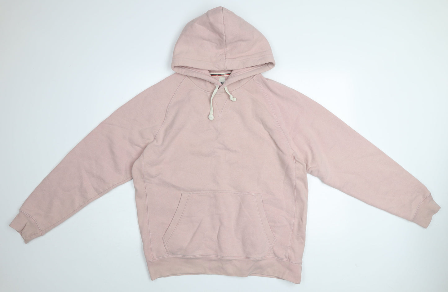 Lands' End Men's Pink Pullover Hoodie Size L Fleece Cotton Blend