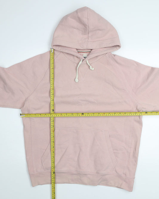 Lands' End Men's Pink Pullover Hoodie Size L Fleece Cotton Blend