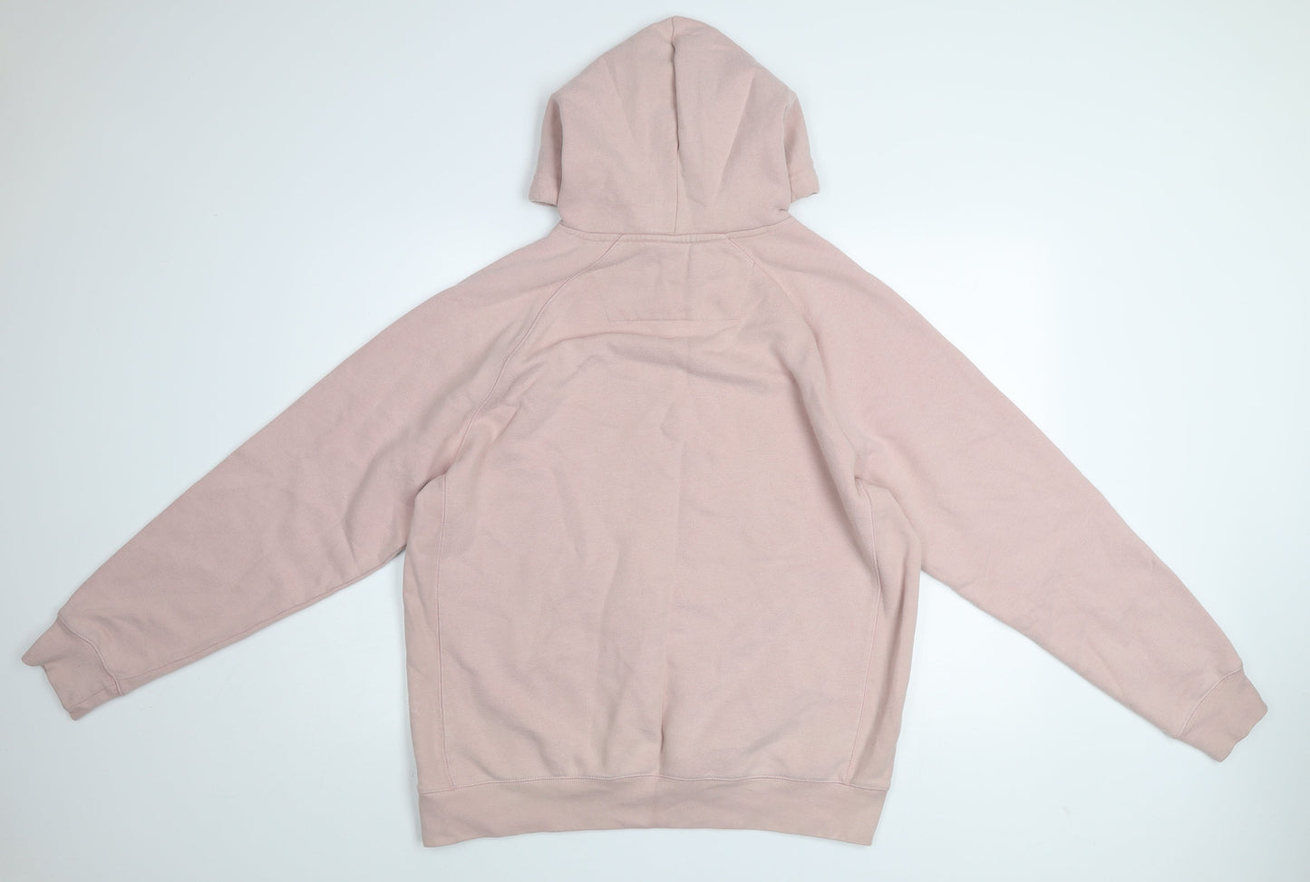 Lands' End Men's Pink Pullover Hoodie Size L Fleece Cotton Blend