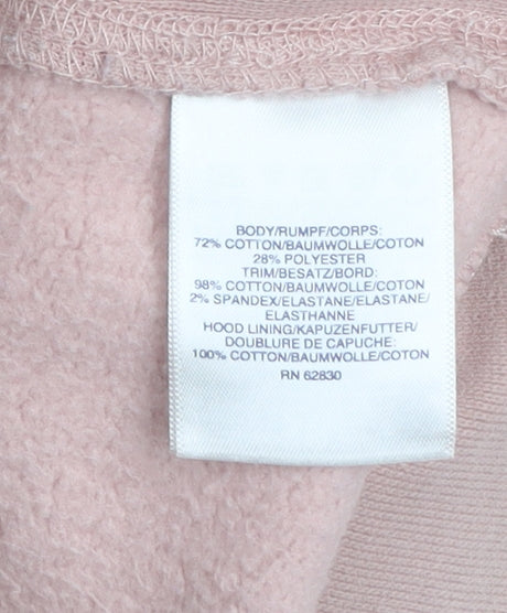 Lands' End Men's Pink Pullover Hoodie Size L Fleece Cotton Blend