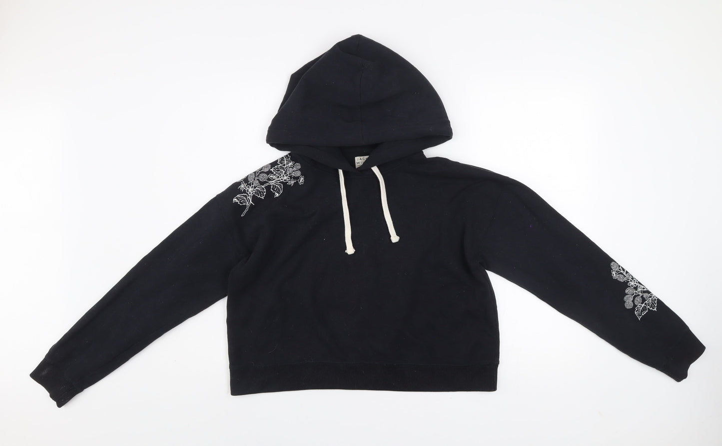 Jack Wills Womens Black Embroidered Hoodie UK 12
