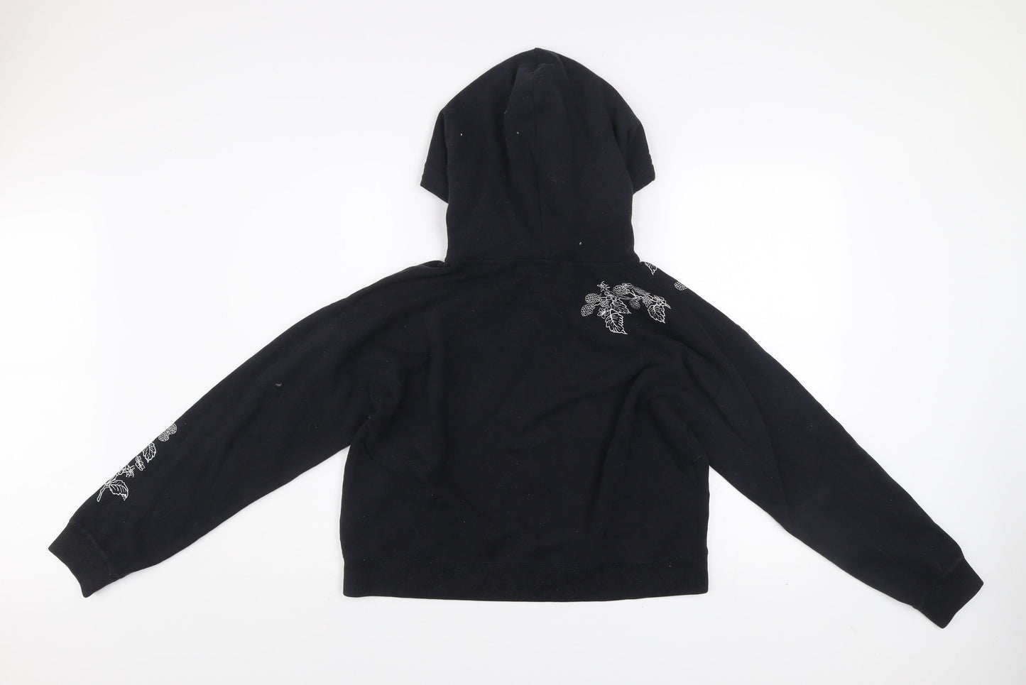 Jack Wills Womens Black Embroidered Hoodie UK 12