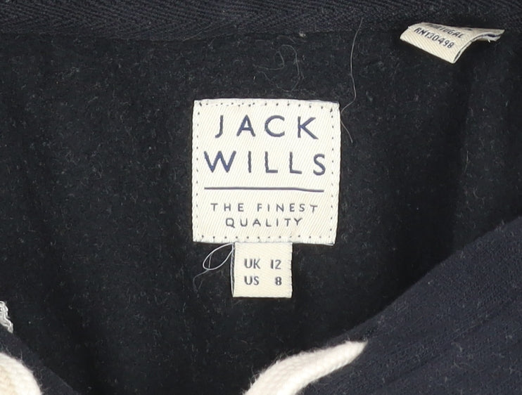 Jack Wills Womens Black Embroidered Hoodie UK 12