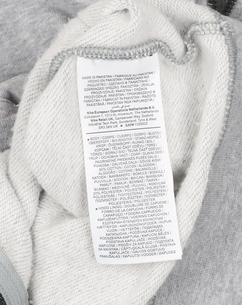 Nike Men's Grey Full Zip Hoodie Size S Lightweight Fleece