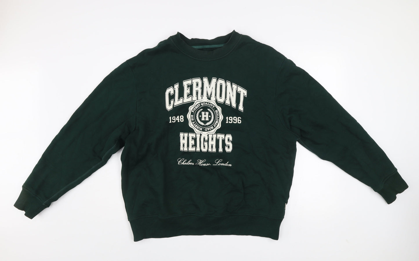River Island Men's Green XL Pullover Sweatshirt Clermont Heights Logo