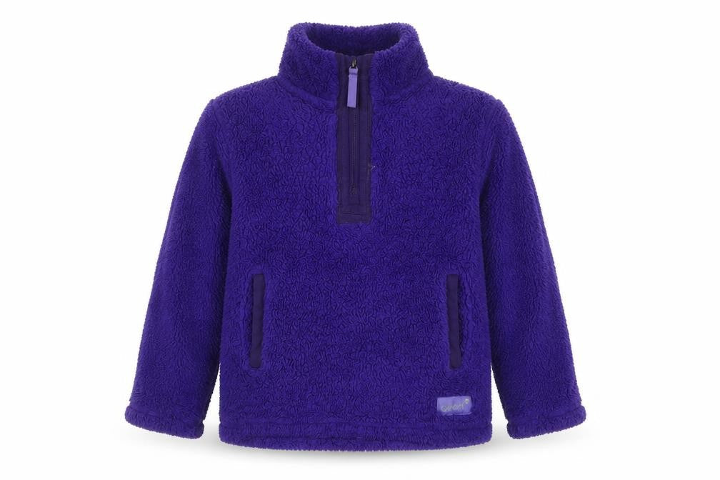 Front view of Gelert girls’ purple fleece 1/4 zip jacket 9-10 years lightweight outdoor