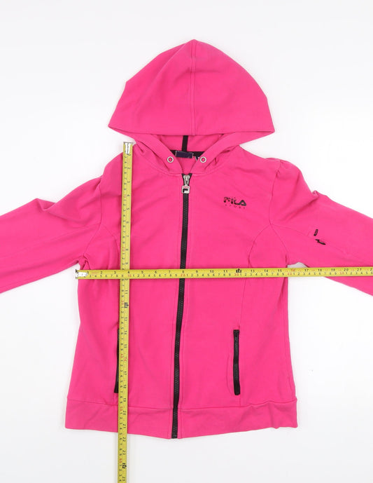Fila Sport Women’s Pink Full Zip Hoodie Size M Cotton Blend