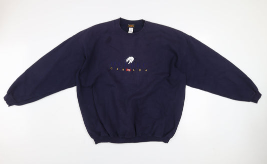 Royal Designs Men's Blue Quebec Canada Embroidered Sweatshirt XL