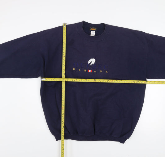 Royal Designs Men's Blue Quebec Canada Embroidered Sweatshirt XL