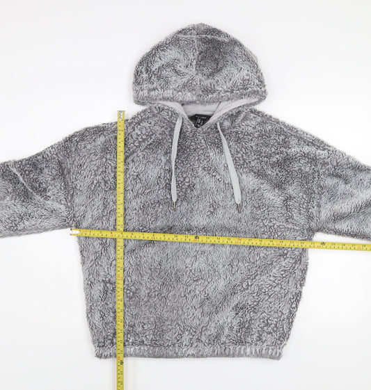 New Look Women Grey Pullover Hoodie M Soft Fleece Winter Casual