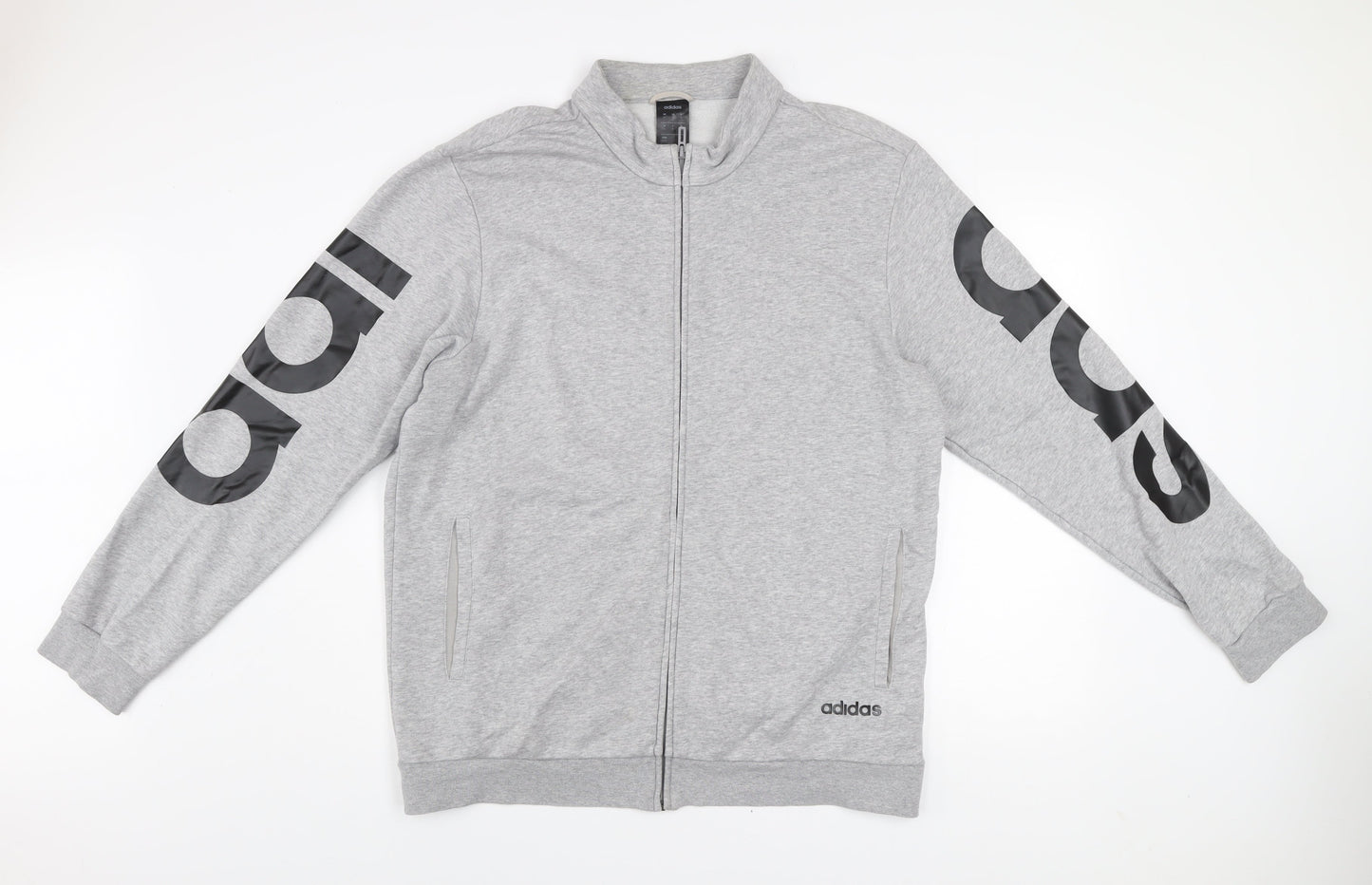 Adidas Men's Grey Full Zip Sweatshirt XL Logo Sports Top