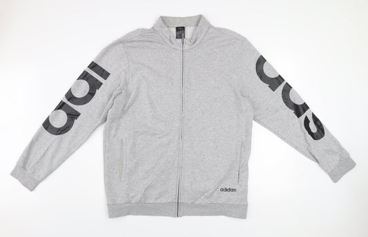 Adidas Men's Grey Full Zip Sweatshirt XL Logo Sports Top