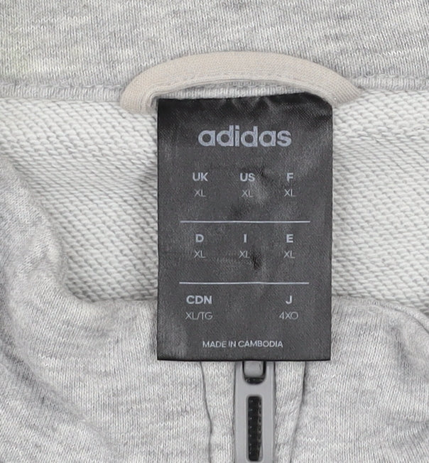 Adidas Men's Grey Full Zip Sweatshirt XL Logo Sports Top