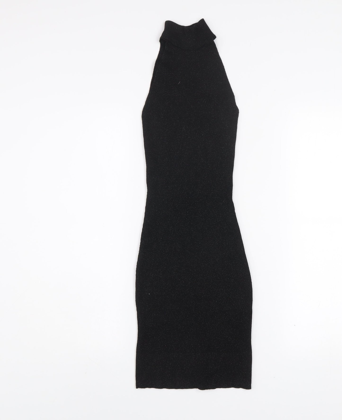 Gina Tricot Women's Black Sleeveless Bodycon Knit Dress Size S