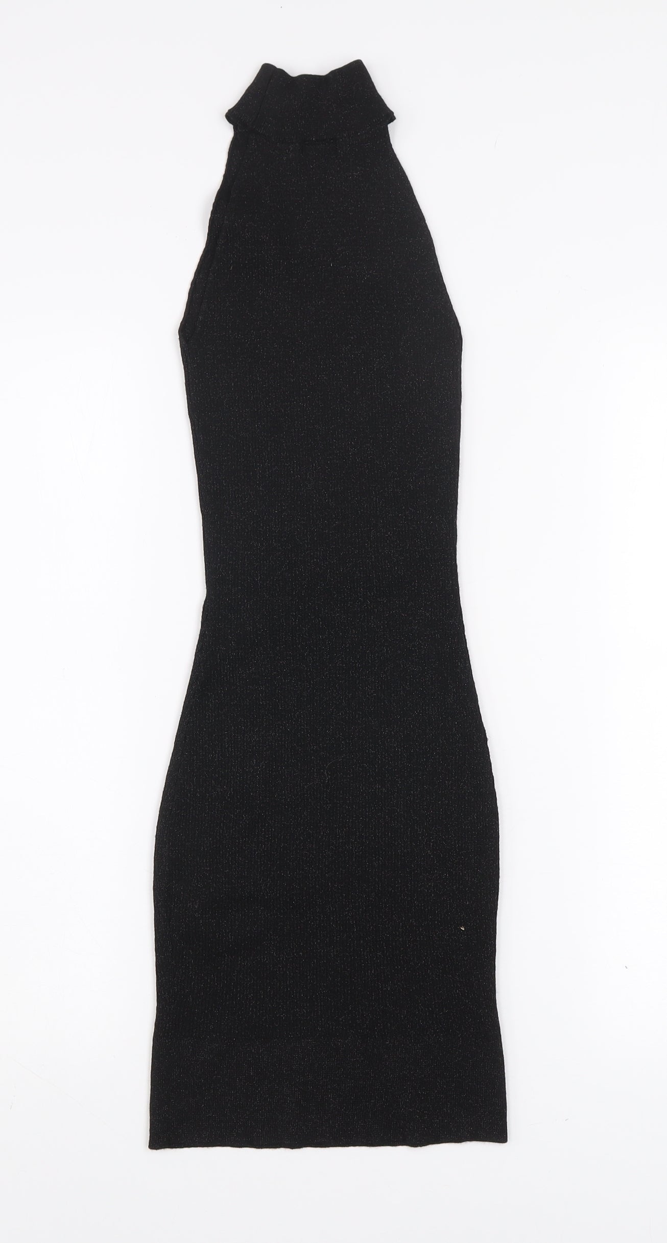 Gina Tricot Women's Black Sleeveless Bodycon Knit Dress Size S