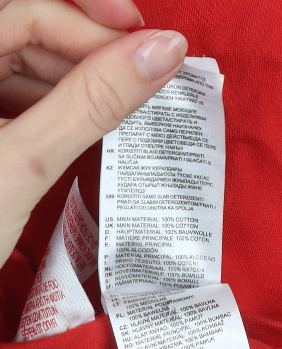 Adidas Boys Red Logo T-Shirt 11-12 Years Short Sleeve Cotton Sports Top