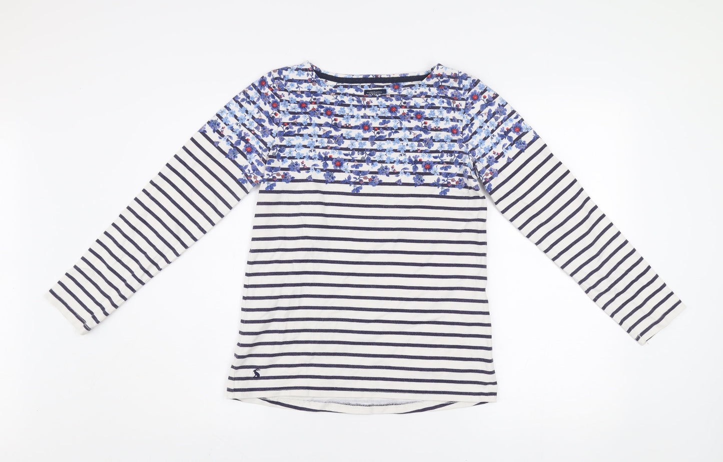 Joules Women Navy Stripe Floral Long Sleeve Pullover Top UK 8