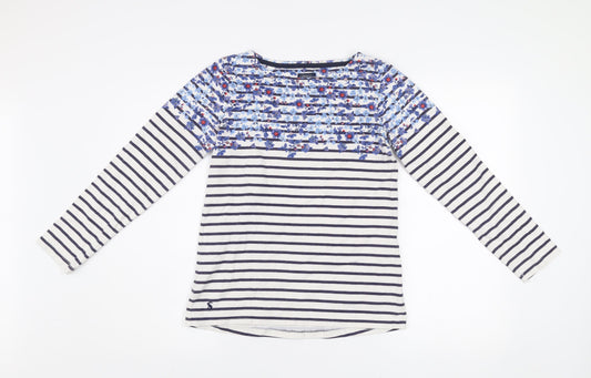 Joules Women Navy Stripe Floral Long Sleeve Pullover Top UK 8