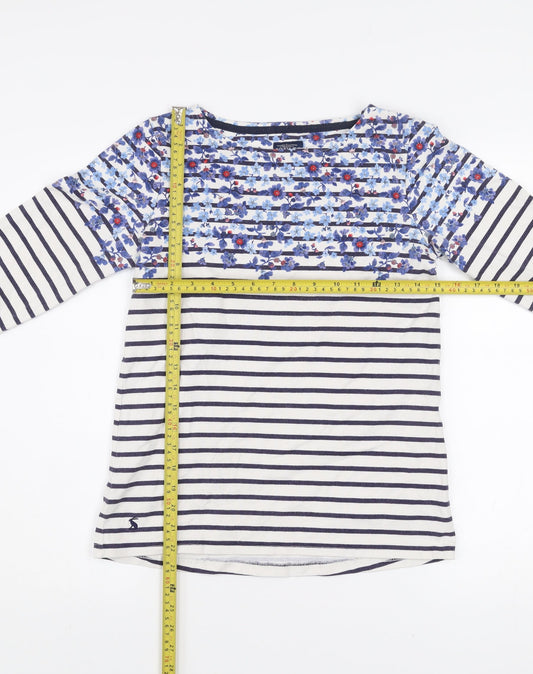 Joules Women Navy Stripe Floral Long Sleeve Pullover Top UK 8