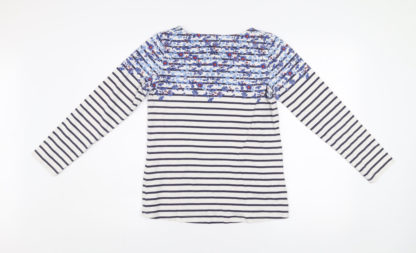 Joules Women Navy Stripe Floral Long Sleeve Pullover Top UK 8