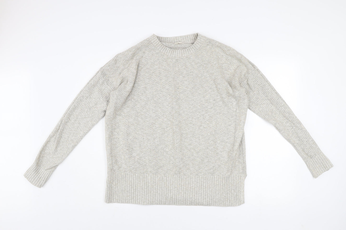 Fat Face Women Grey Cotton Blend Chunky Knit Jumper Size 18