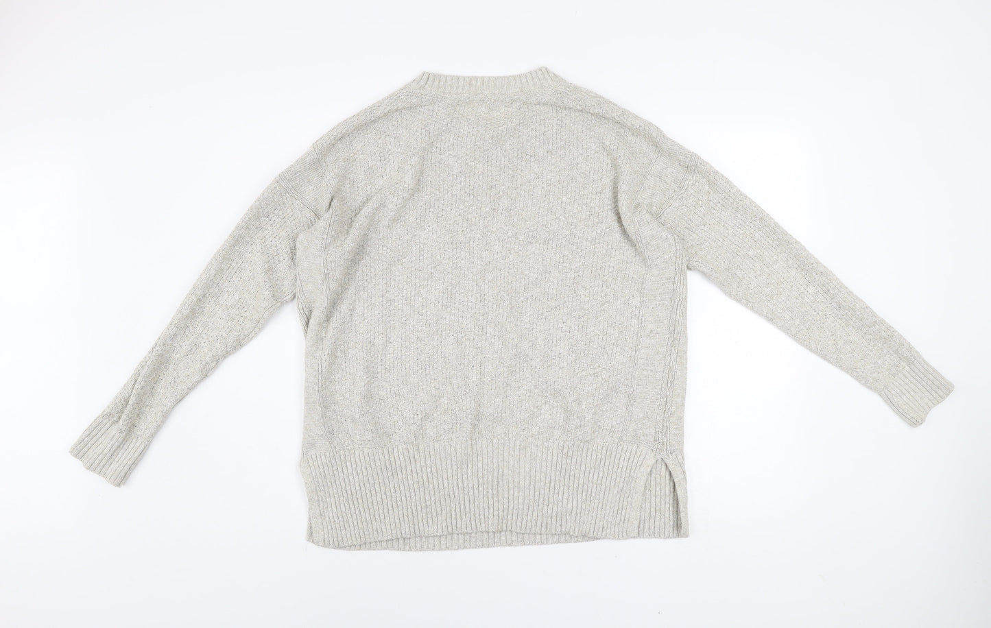 Fat Face Women Grey Cotton Blend Chunky Knit Jumper Size 18