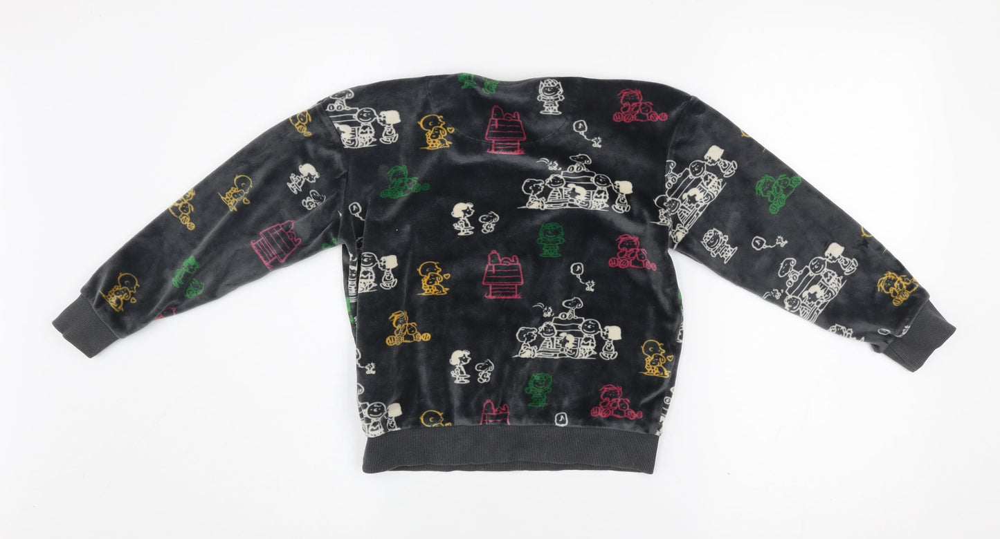 Marks and Spencer Girls Grey Snoopy Peanuts Pyjama Top 9-10 Years Velour