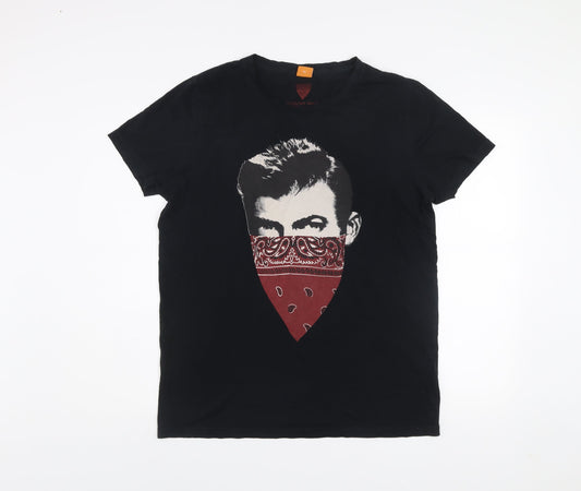 Hugo Boss Orange Mens Black XL Graphic Crew Neck Cotton T-Shirt