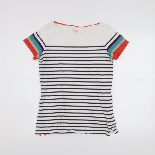Boden Women’s Multicoloured Striped Boat Neck T-Shirt UK 8
