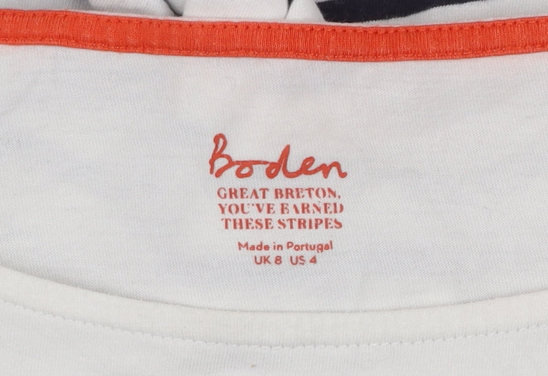 Boden Women’s Multicoloured Striped Boat Neck T-Shirt UK 8