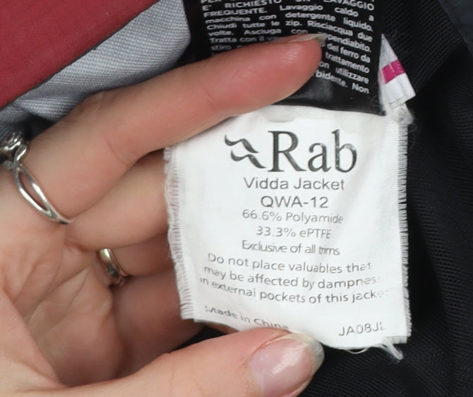 Rab Women's Red Waterproof Rain Jacket Size 10 Hooded Outdoor Coat