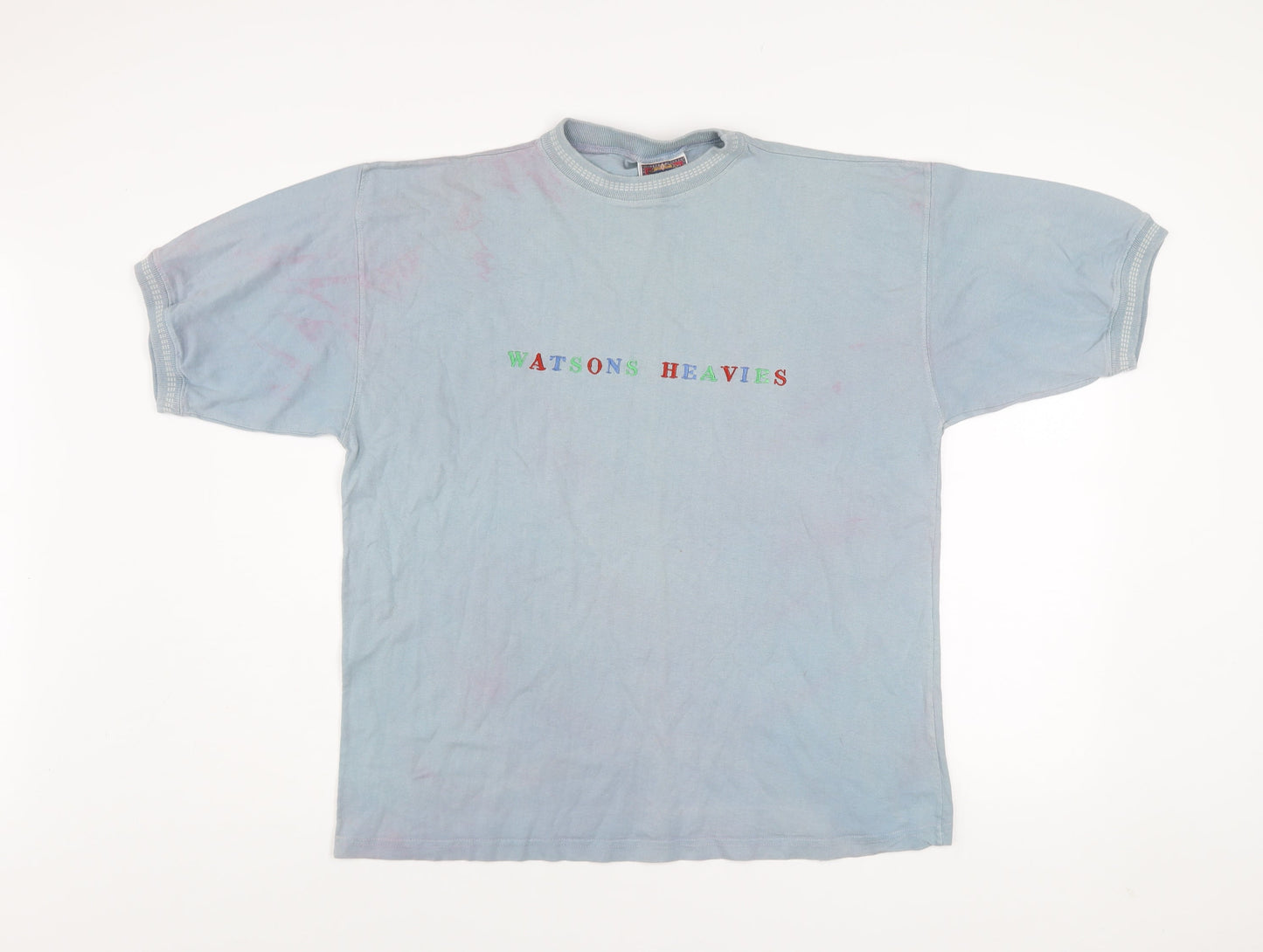 Watsons Heavies Men's Blue Vintage Cotton Crew Neck T-Shirt One Size