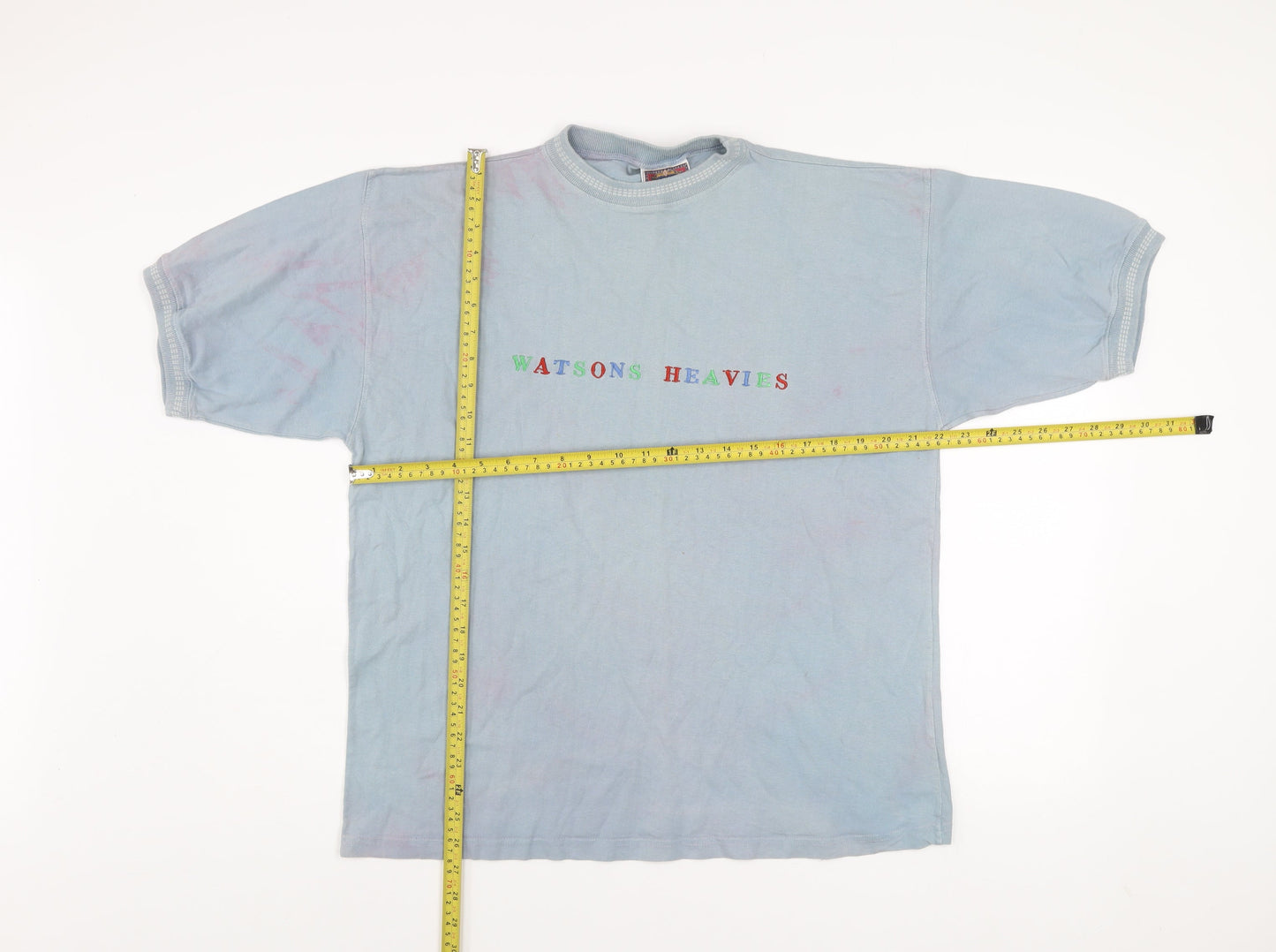 Watsons Heavies Men's Blue Vintage Cotton Crew Neck T-Shirt One Size