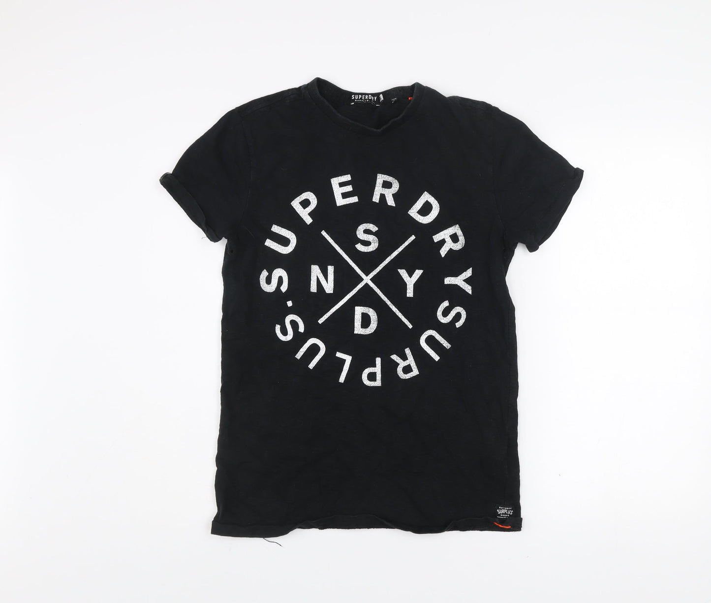 Superdry Men's Black Graphic Logo T-Shirt Size S Short Sleeve Cotton