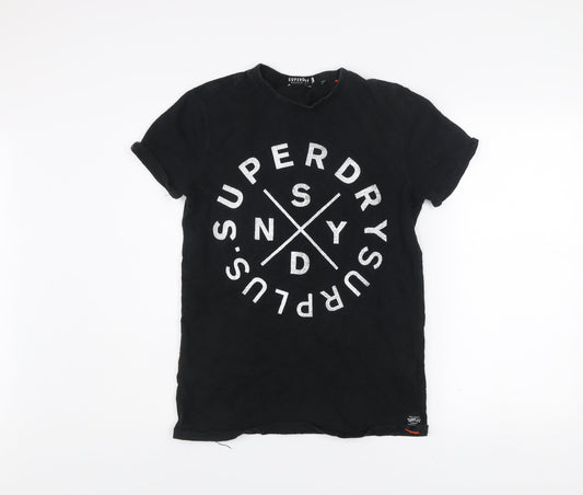 Superdry Men's Black Graphic Logo T-Shirt Size S Short Sleeve Cotton
