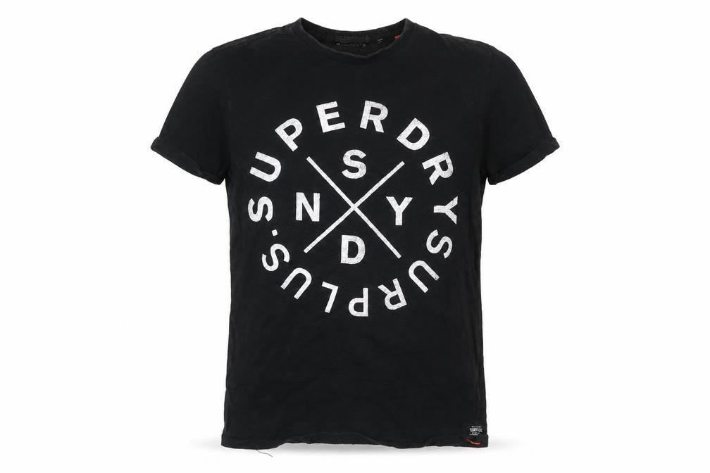 Mens UK Size S Superdry Black  Cotton T-Shirt