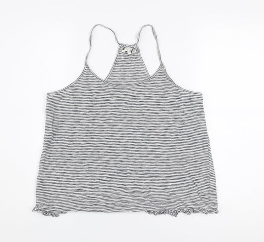FatFace Women’s Grey Striped Cotton Spaghetti Strap Tank Top M