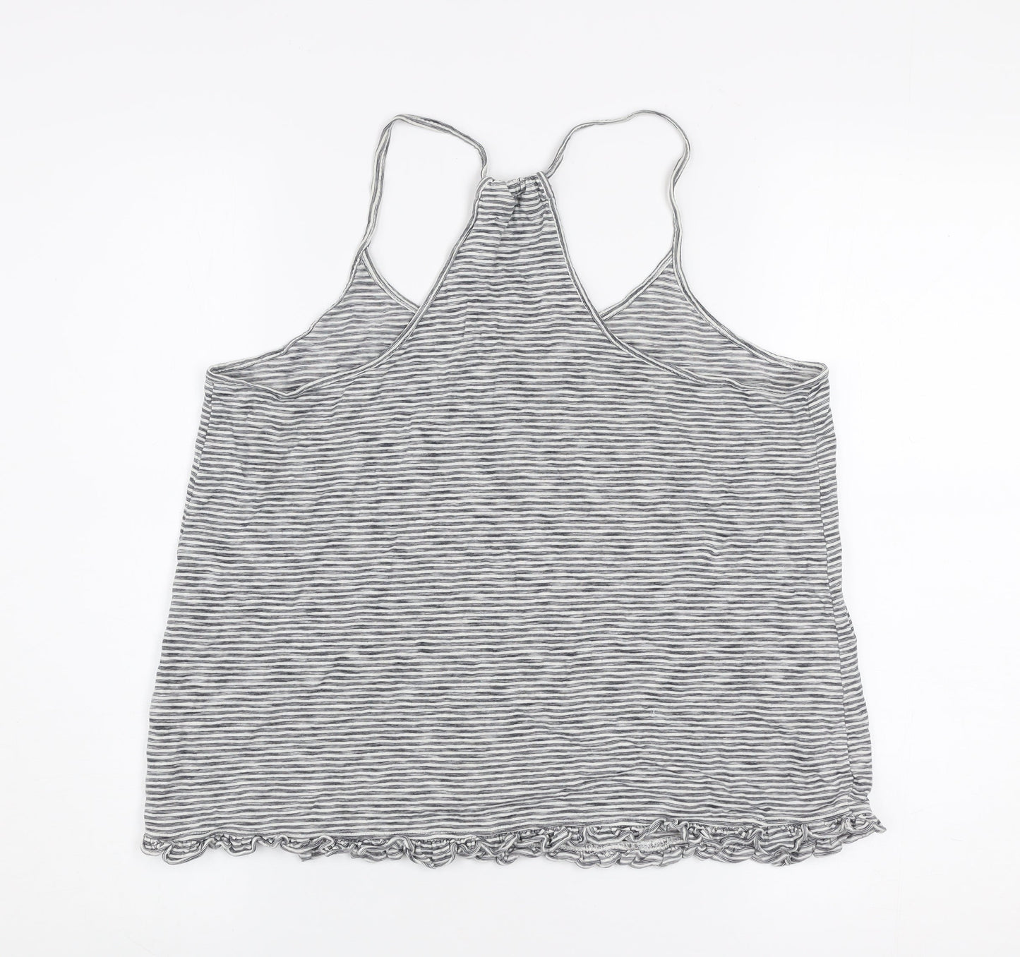 FatFace Women’s Grey Striped Cotton Spaghetti Strap Tank Top M
