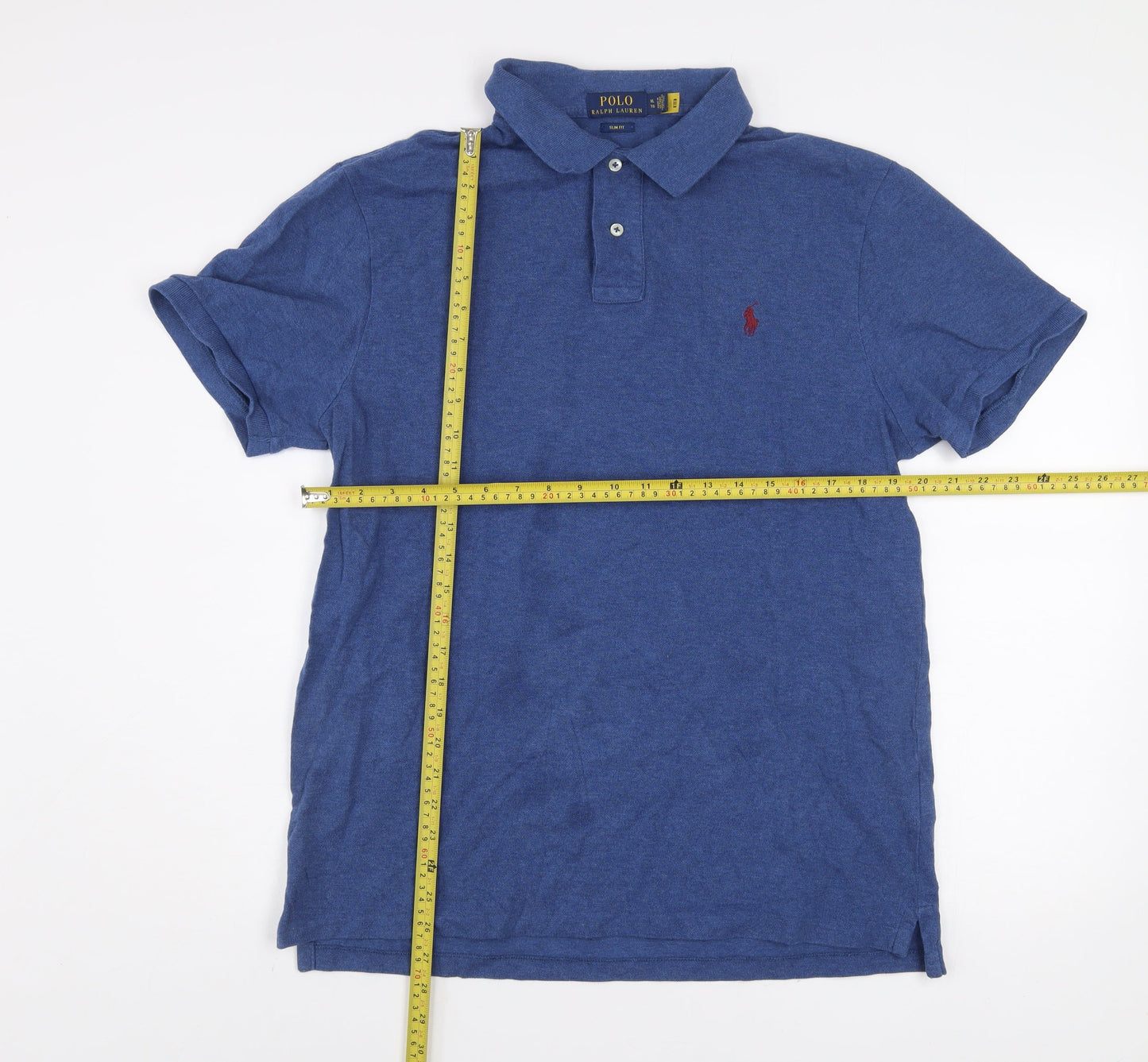 Polo Ralph Lauren Men's Blue Slim Fit Cotton Short Sleeve Polo Shirt XL