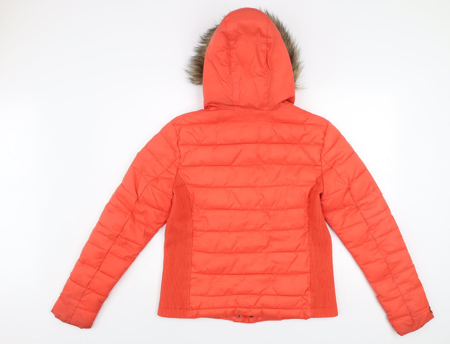 Superdry Womens Orange XL Puffer Jacket Hooded Winter Coat