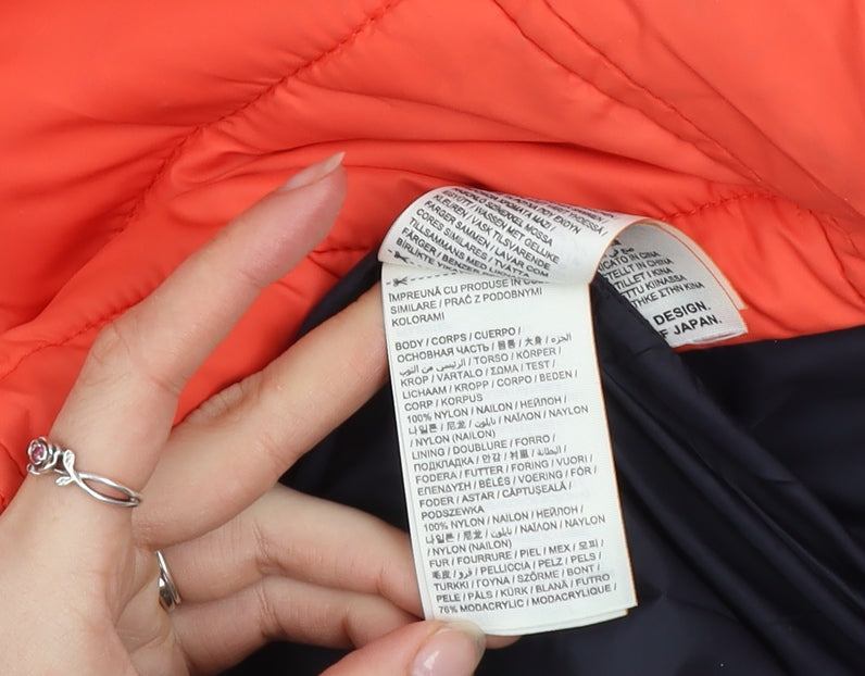 Superdry Womens Orange XL Puffer Jacket Hooded Winter Coat