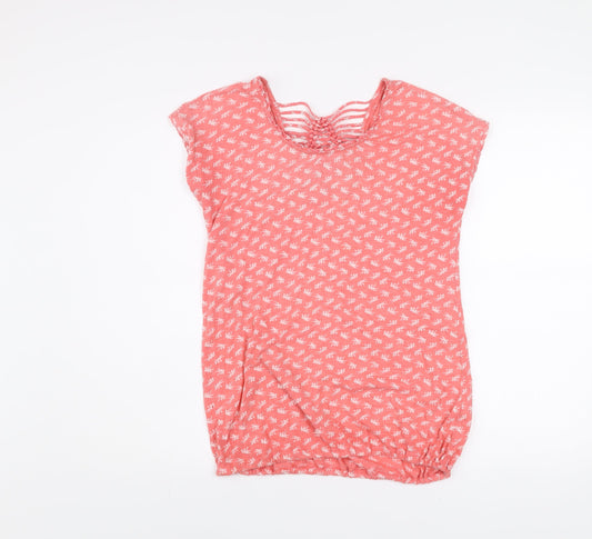 Fat Face Womens Pink Cotton Tropical Print Short Sleeve T-Shirt Size 8