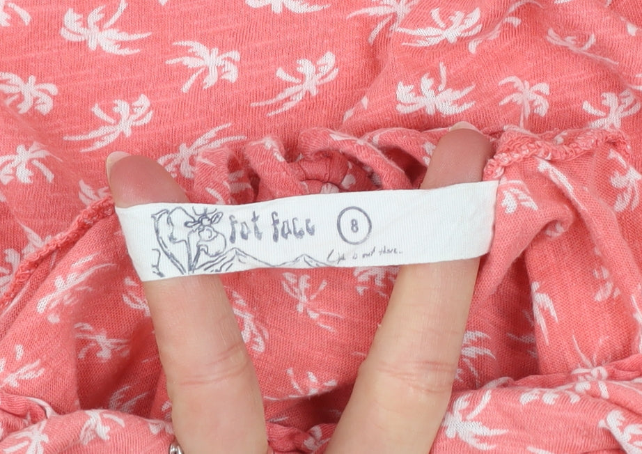 Fat Face Womens Pink Cotton Tropical Print Short Sleeve T-Shirt Size 8