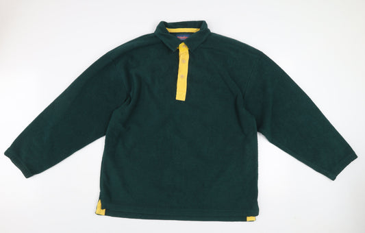 Tracker Mens Green Fleece Henley Sweatshirt Size L Outdoor Warm Top