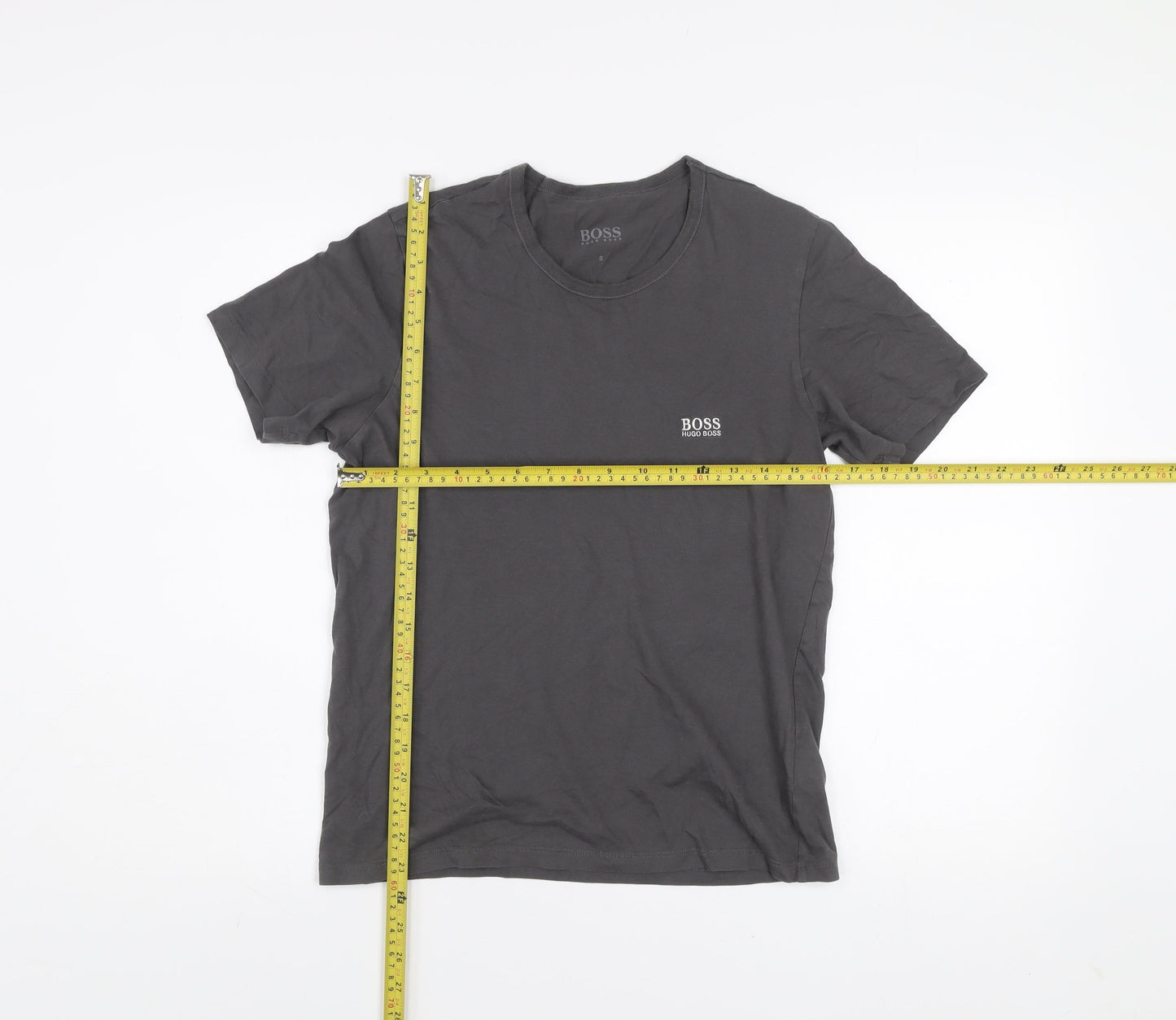 Hugo Boss Men's Grey Small Crew Neck Cotton T-Shirt