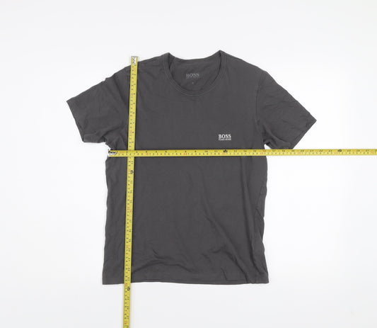 Hugo Boss Men's Grey Small Crew Neck Cotton T-Shirt