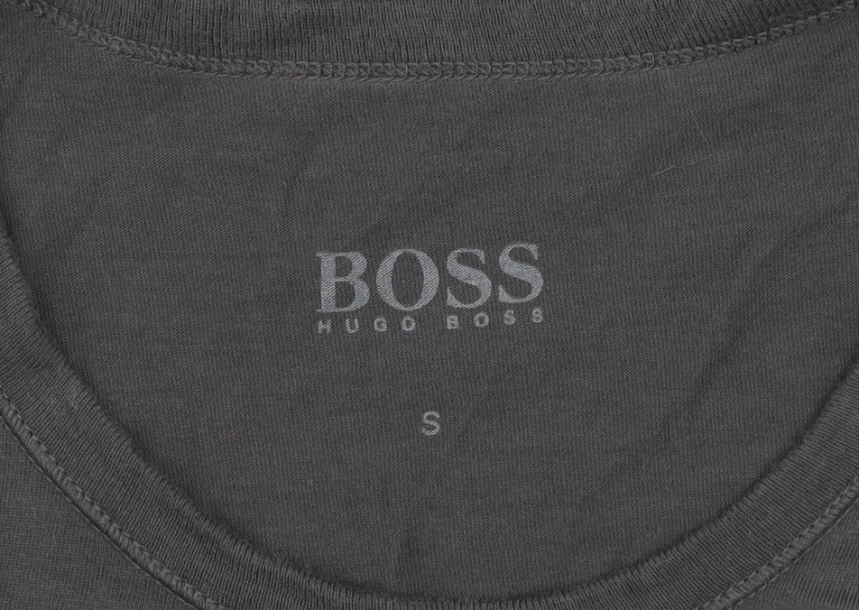 Hugo Boss Men's Grey Small Crew Neck Cotton T-Shirt