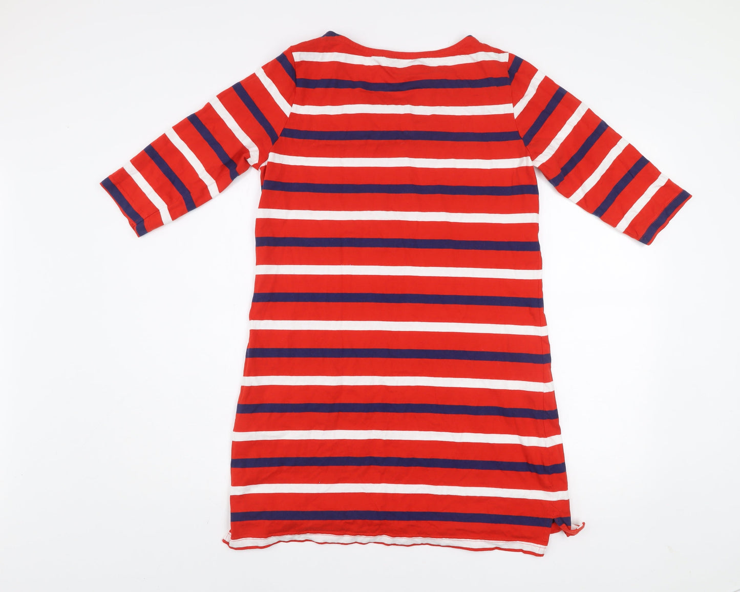 Regatta Women Red Striped T-Shirt Dress Size 12 3/4 Sleeve Cotton