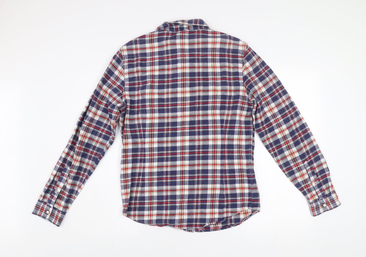 Lee Men's Blue Red Checked Flannel Button-Up Western Shirt M