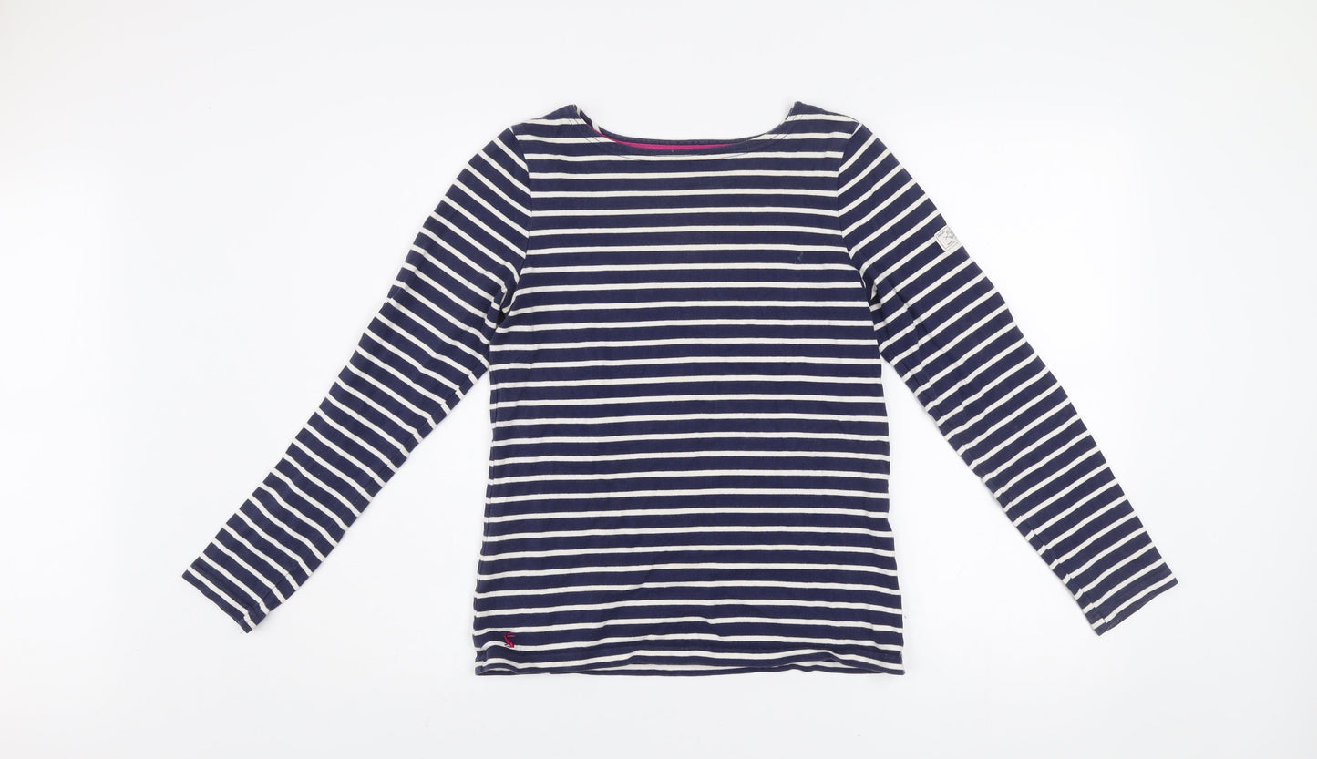 Joules Womens Blue Striped Boat Neck Cotton Long Sleeve Jumper Size 8